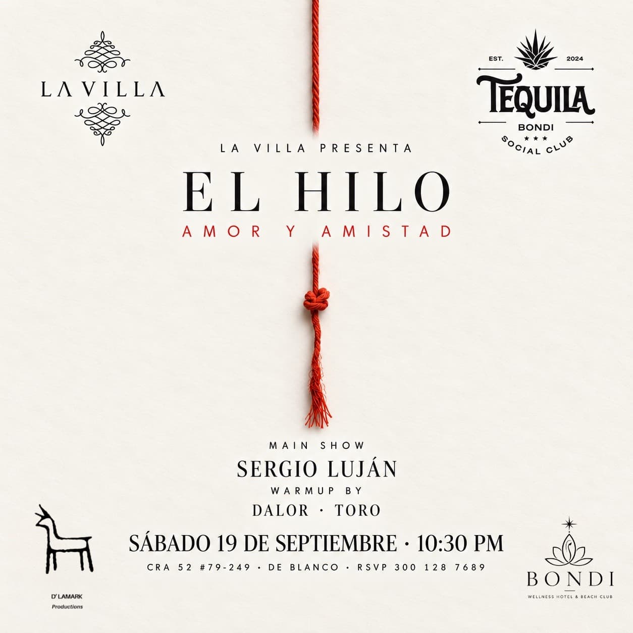 Flyer de El Hilo · Amor y Amistad, sábado 19 de septiembre en La Villa