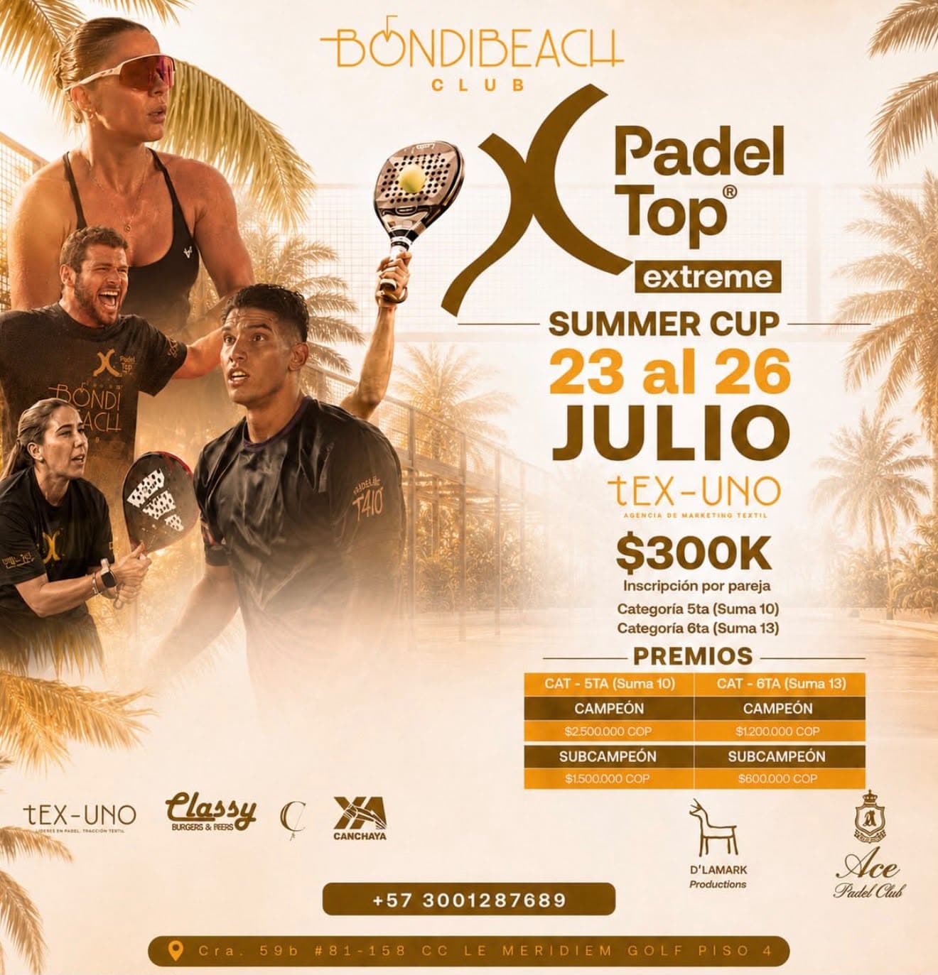 Flyer de Padel Top Extreme · Summer Cup, 23 al 26 de julio en Bondi Beach Club